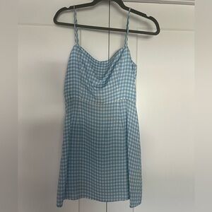 Reformation Light Blue Checkered Dress